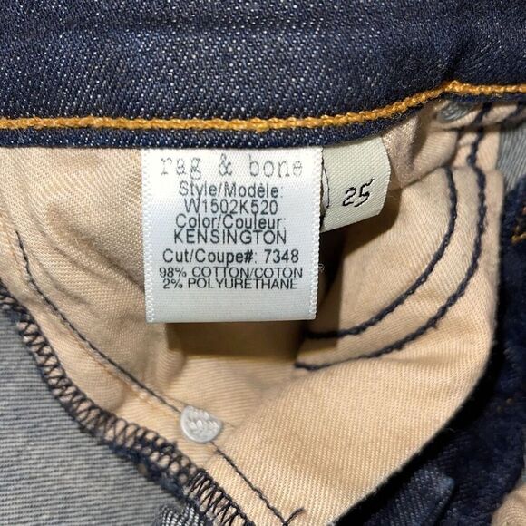 Rag & Bone Cate Mid-Rise Skinny Ankle Jeans Size 25 Kensington Wash $195 - Picture 9 of 13